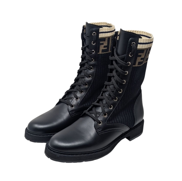 NIB Fendi Rockoko Knit FF Combat Logo Sock Boot Size EU 41 - Picture 5 of 16